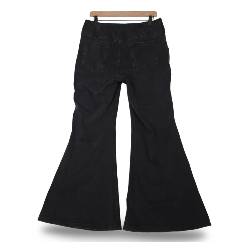 NWT Halara XL Petite Black Crossover High Waisted Flare Leg Yoga Denim Pants Y2K